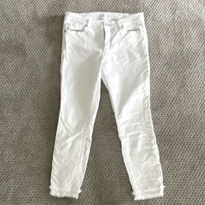 Cropped white skinny jeans